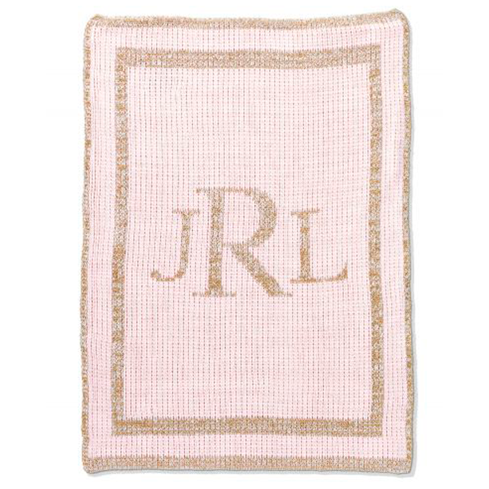 Personalized Metallic Classic Monogram baby blanket from Jax Gifts