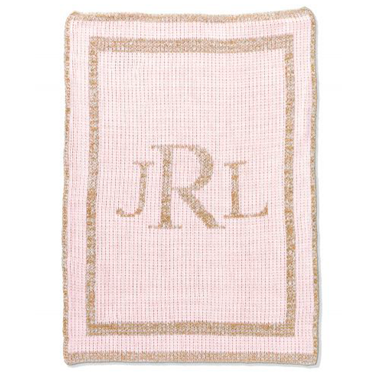 Personalized Metallic Classic Monogram baby blanket from Jax Gifts