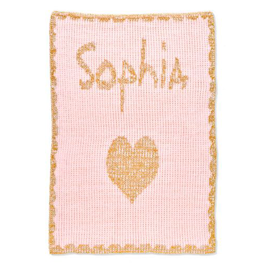 Personalized Metallic Single Heart and Scalloped Edge baby blanket from Jax Gifts