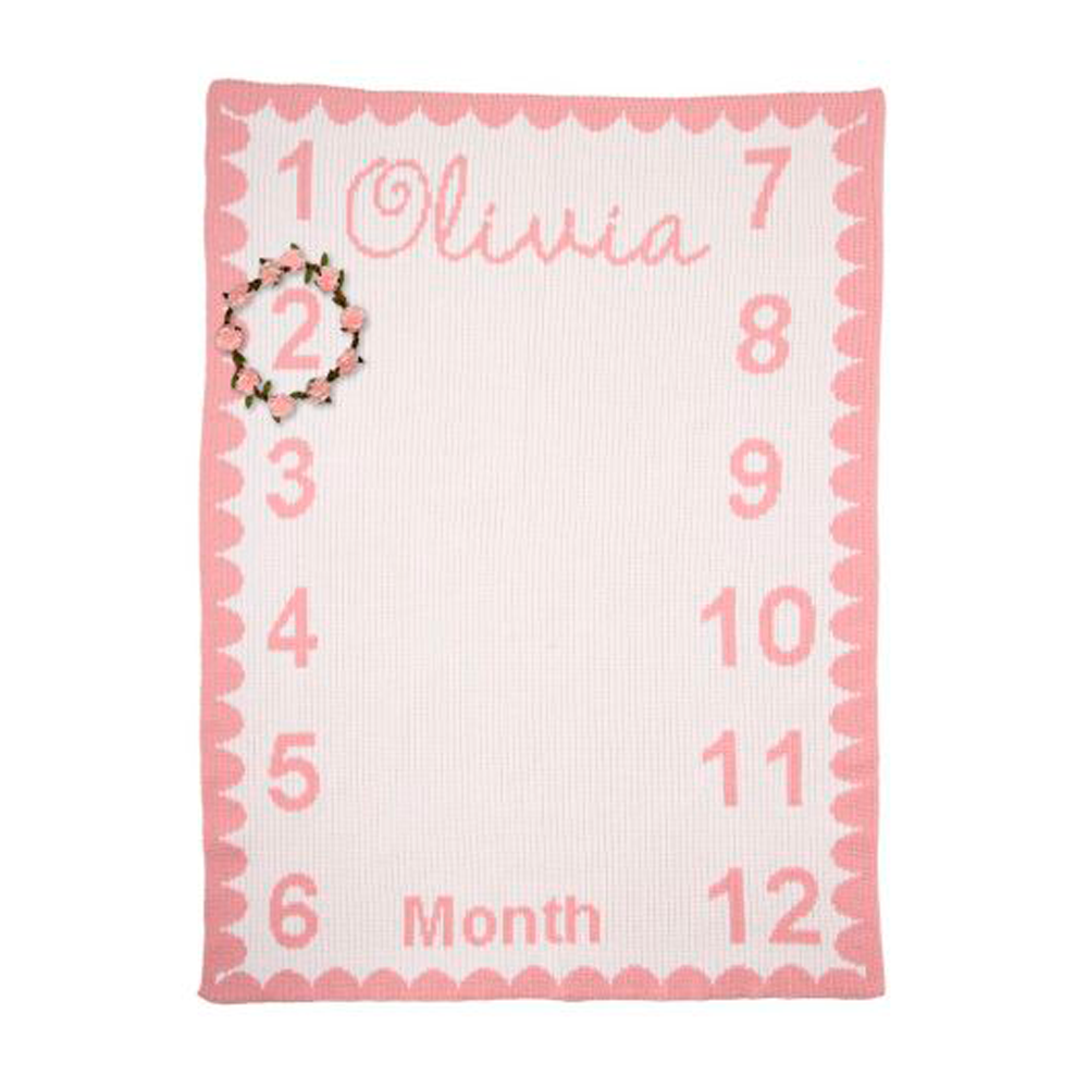 Personalized Milestone baby blanket from Jax Gifts