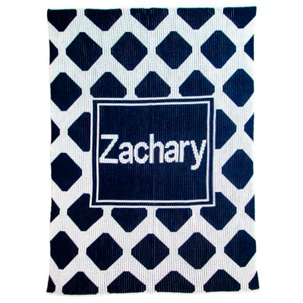 Personalized Modern Crisscross and Name baby blanket from Jax Gifts