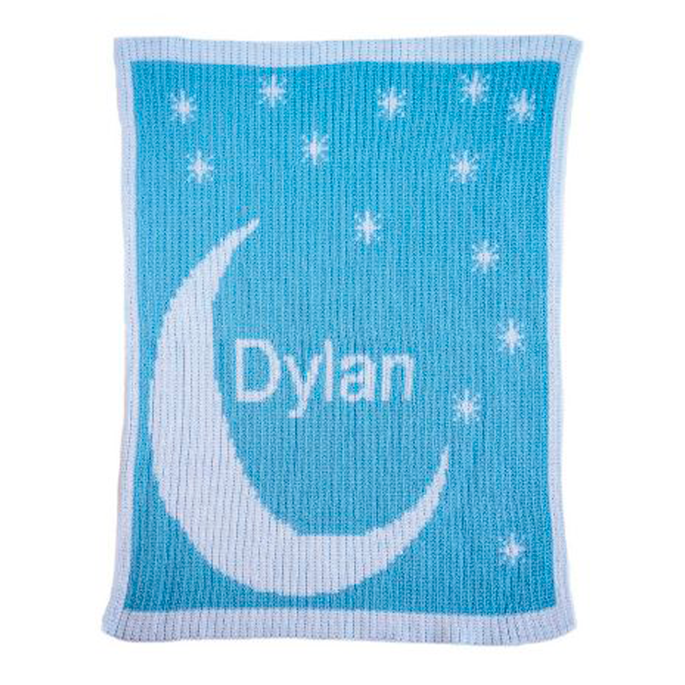 Personalized Moon and Stars baby blanket from Jax Gifts