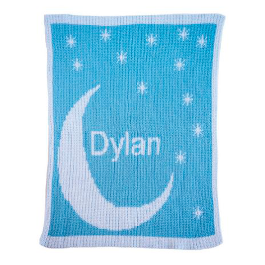Personalized Moon and Stars baby blanket from Jax Gifts