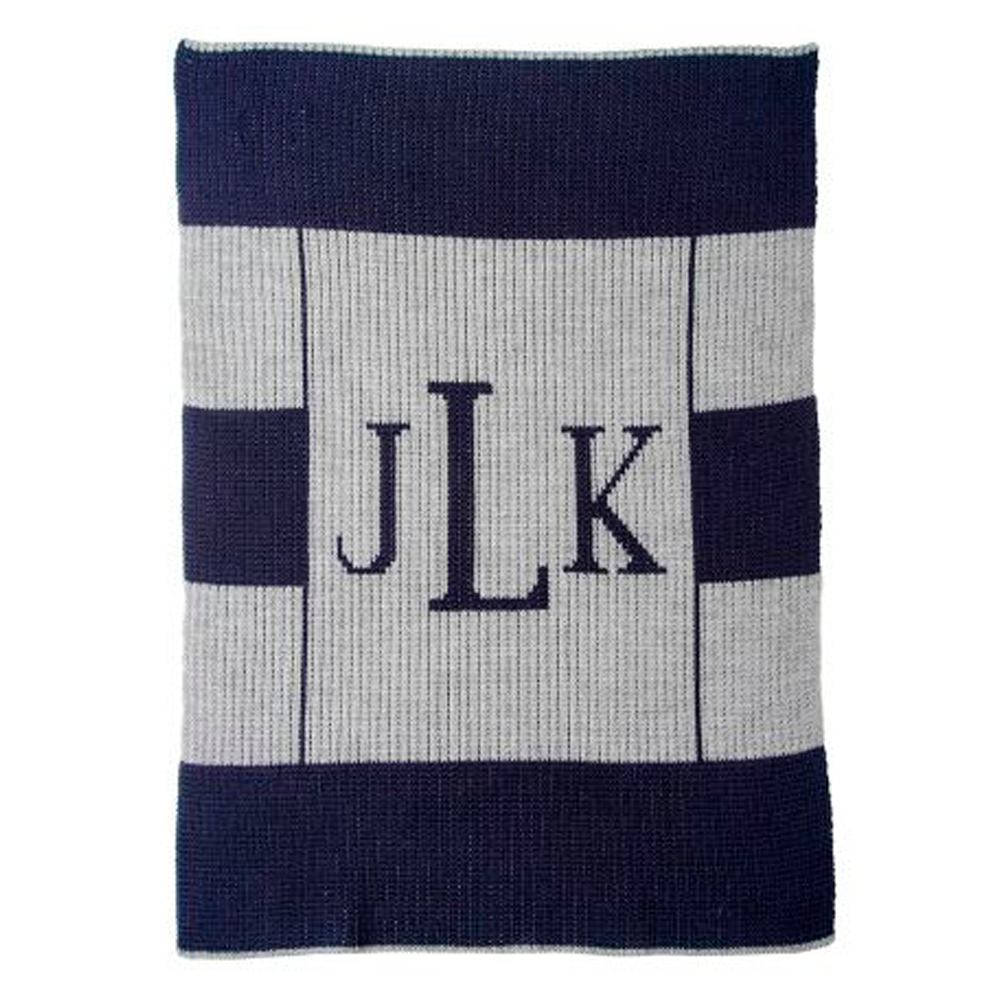 Personalized Multi Stripe Monogram baby blanket from Jax Gifts