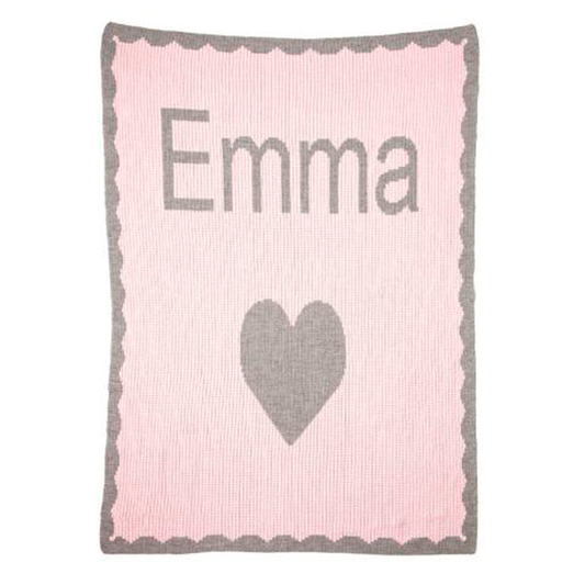 Personalized Single Heart and Scalloped Edge baby blanket from Jax Gifts
