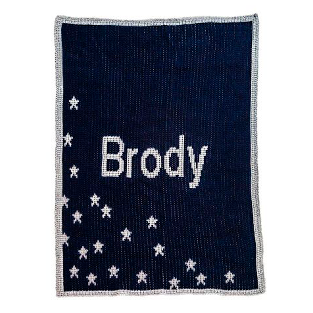 Personalized Metallic Sprinkled Stars baby blanket from Jax Gifts