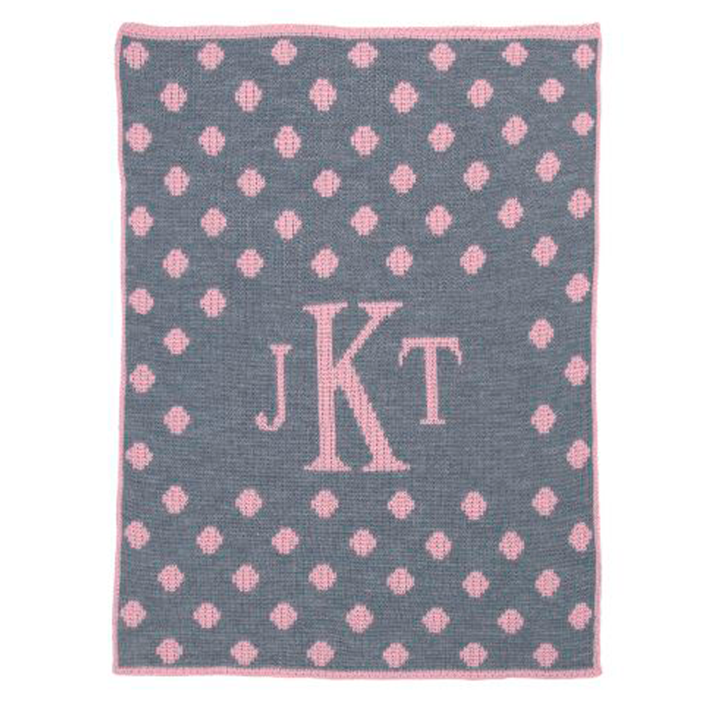 Personalized Dotted Monogram baby blanket from Jax Gifts