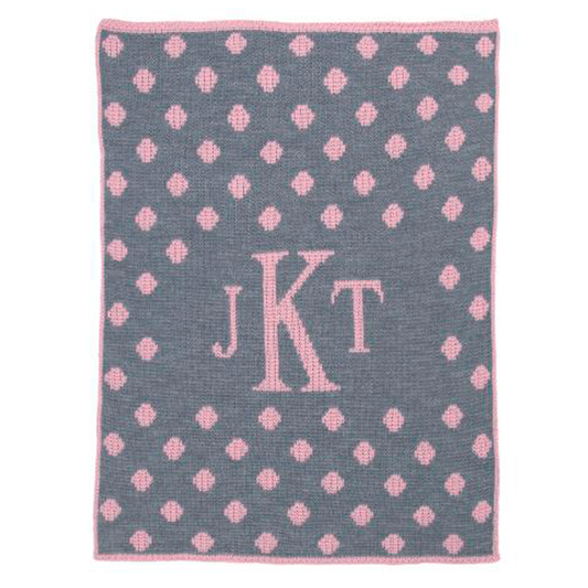 Personalized Dotted Monogram baby blanket from Jax Gifts