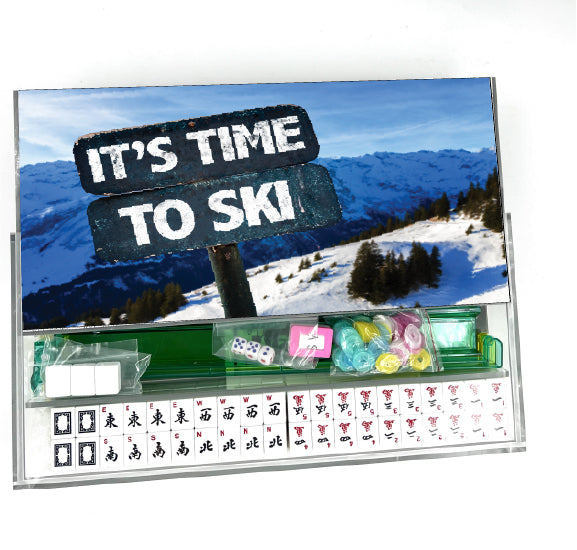 It's Time to Ski Lucite Mahjong Set
