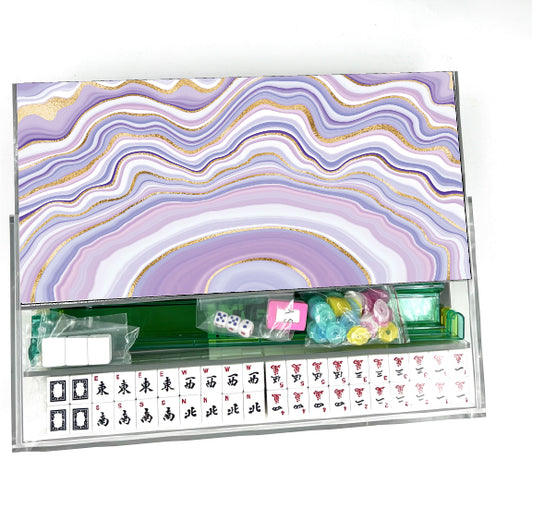 Lavender Purple Agate Lucite Mahjong Set