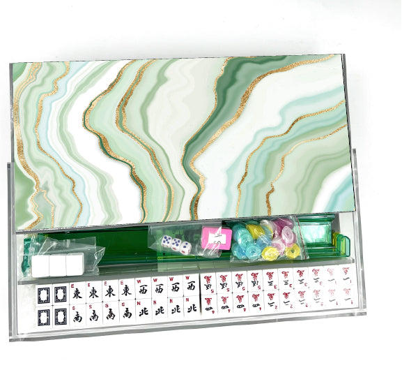 Lime Slice Lucite Mahjong Set