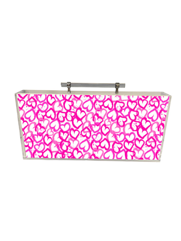 Pink Hearts Lucite Mahjong Set