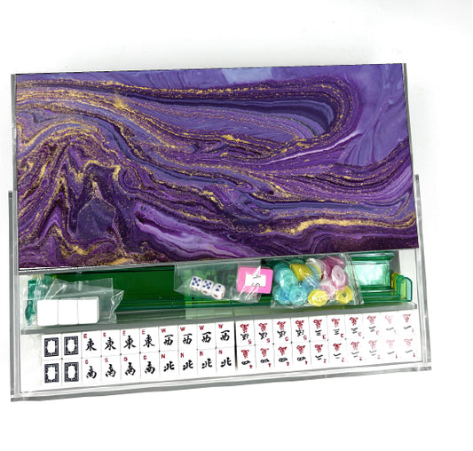Purple Marble Abstract Lucite Mahjong Set
