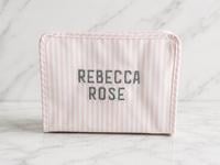 Rebecca Rose personalized pink pinstripe cosmetic case