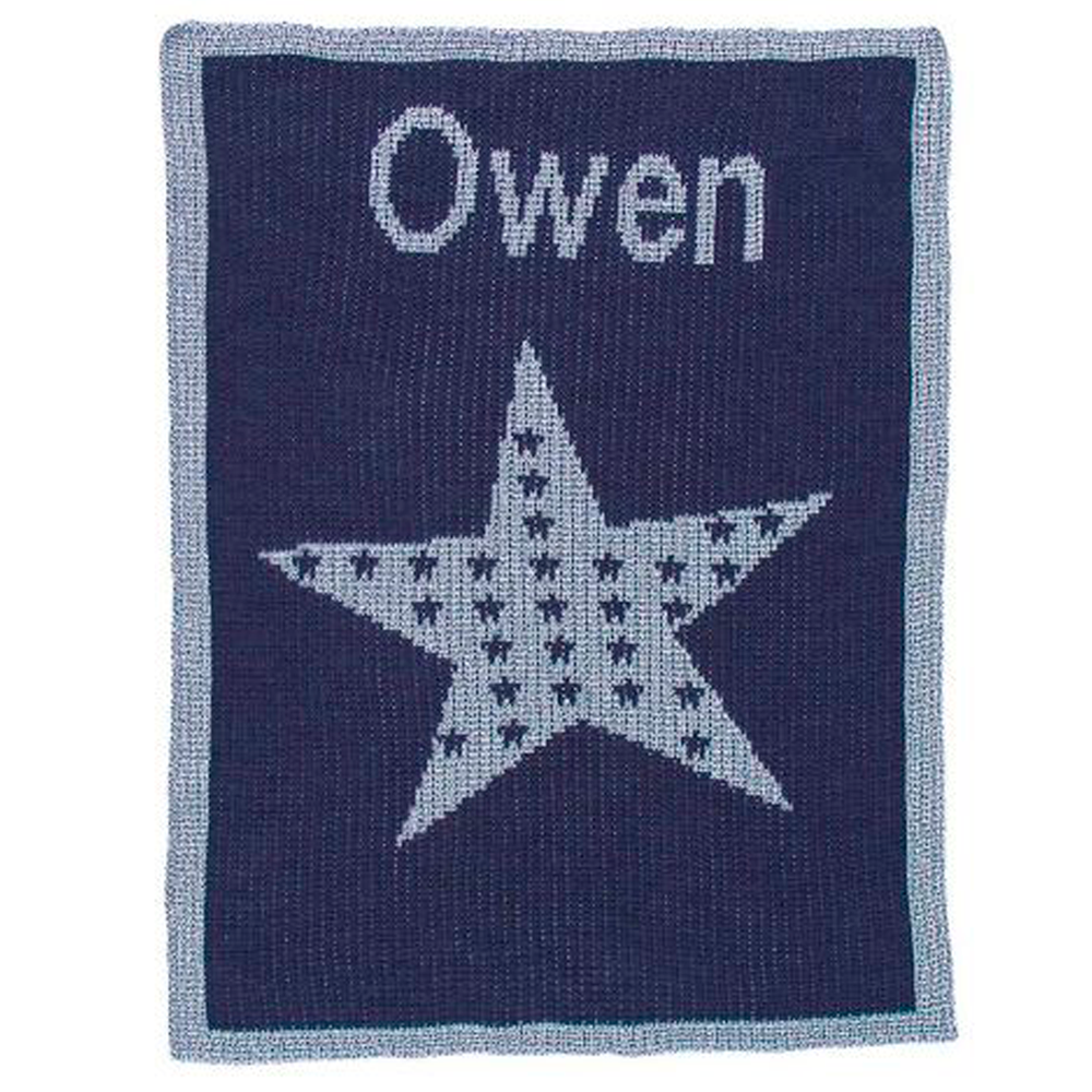 Personalized Metallic Star on Star baby blanket from Jax Gifts