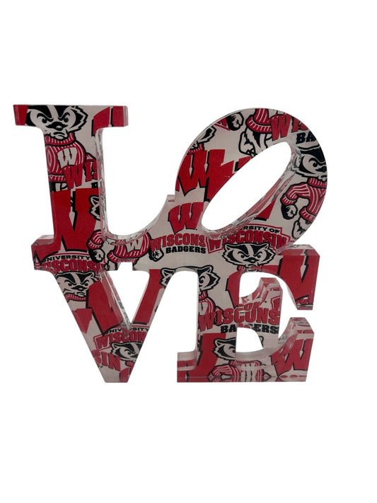 Wisconsin Badgers LOVE lucite block by Jax Gifts