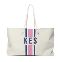 Pink and Navy Stripe Travel Tote