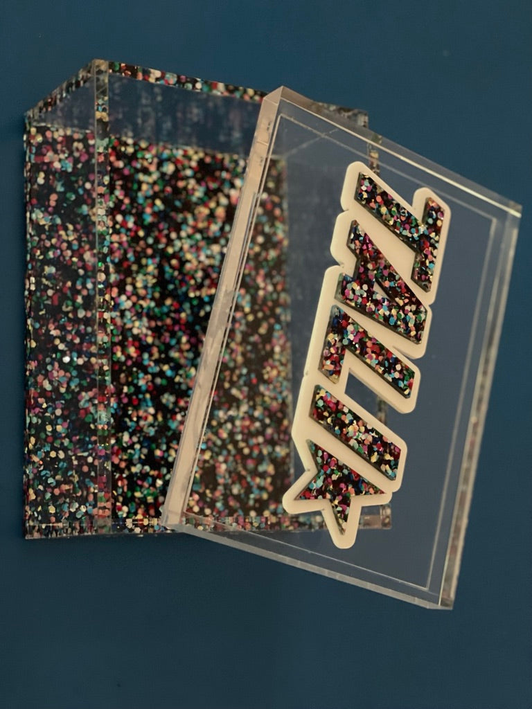 Personalized Glitter Lucite Box
