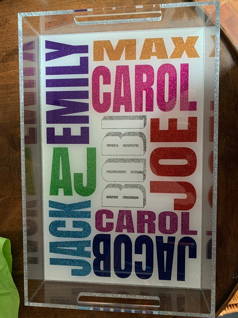 Large  Lucite Tray with Names