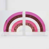 Rainbow Lucite Bookends
