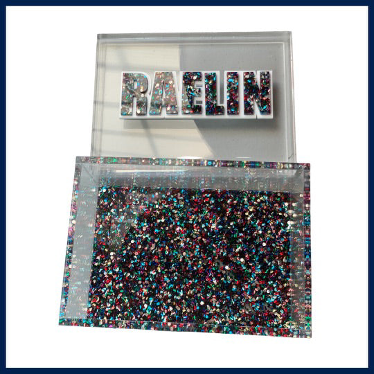 Personalized Glitter Lucite Box