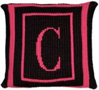 Pillow With Initial and Double Border (inner thinner)