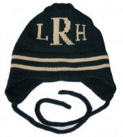 Personalized Striped Hat with Monogram and Earflaps