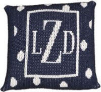 Pillow with large polka dot and  border